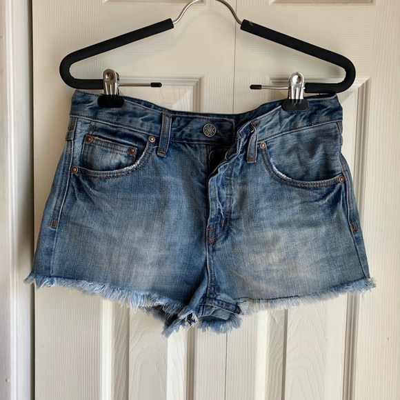 Free People High Rise Raw Hem Jean Shorts - Picture 4 of 14